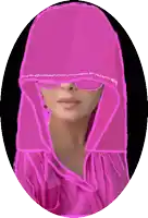 a drawing of a woman wearing sunglasses and a pink hoodie