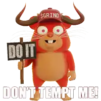 a cartoon character with horns is holding a sign that says do it