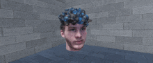 a computer generated image of a man 's head with blue and grey hair