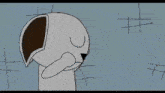 a cartoon of a person driving a car with their hands on the steering wheel in front of a building .
