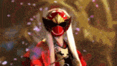a person in a red mask is holding a sword