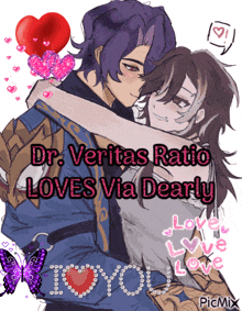 a picture of a man and a woman hugging with the words dr. veritas ratio loves via dearly