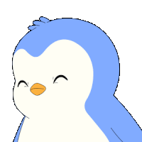 a blue and white penguin with the words nooo on its chest