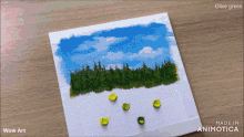 a painting on a piece of paper that says wow art made in animatica
