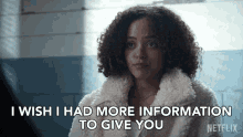 I Wish I Had More Information To Give You Tabitha Foster GIF - I Wish I Had More Information To Give You Tabitha Foster Quintessa Swindell GIFs