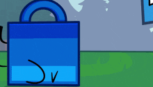 a cartoon drawing of a blue padlock and a blue box with a face
