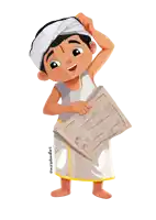 a cartoon drawing of a boy holding a newspaper with the hashtag @mileadoodles on the bottom