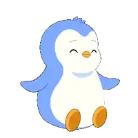 a blue and white penguin with a yellow beak