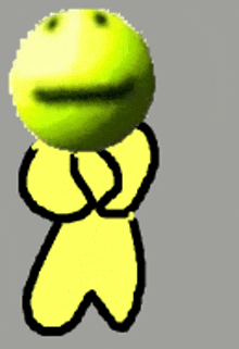 a drawing of a yellow cartoon character with a smiley face on his head