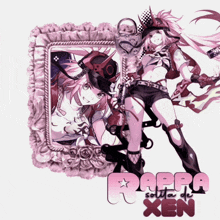 a framed picture of a girl with the name rappa sota de xen