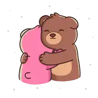 two teddy bears hugging each other with the letter c on their back