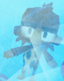 a cartoon character is swimming in a blue pool .