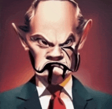 a cartoon of a man in a suit and tie making a funny face