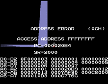 a computer screen displays an address error with a purple line