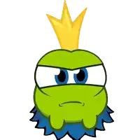a cartoon character with a yellow crown on top of his head