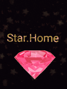 a star home logo with a pink diamond and butterflies