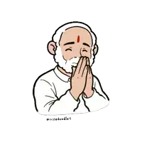 a cartoon of a man with a beard praying with his hands together