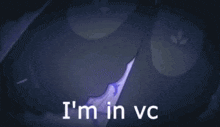 a purple background with the words `` i 'm in vc '' on it