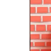 a cartoon of a man peeking behind a red brick wall
