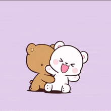 a cartoon of two teddy bears hugging each other