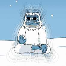 a cartoon of a yeti sitting in the snow