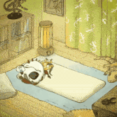 a cartoon drawing of a room with a heater