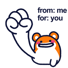 a cartoon of a hand holding a heart and the words from me for you below it