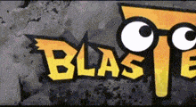 a cartoon logo for blaste with big eyes