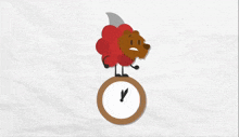 a bear and a red object are standing next to each other on a piece of paper