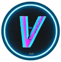 a blue and purple letter v in a circle with cmp on the bottom