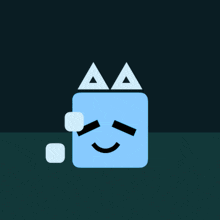 a blue square with a triangle on top of it