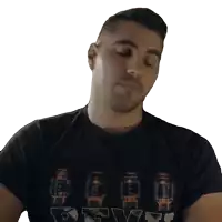 a man wearing a black t-shirt that says rvn