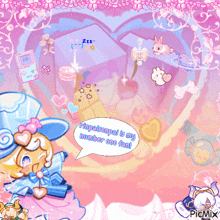 a picture of a cartoon character with a speech bubble that says " finpeisenpai is my number one fan "