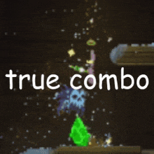 a video game called true combo is being played in a dark room