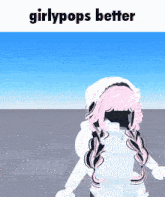 a picture of a girl with pink hair and the words girlypops better on the bottom