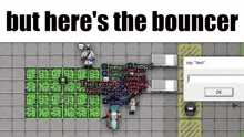 a screen shot of a video game with the words but here 's the bouncer above it