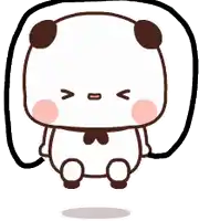 a panda bear is jumping a jump rope while sitting down .