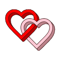 two red and pink hearts are connected together