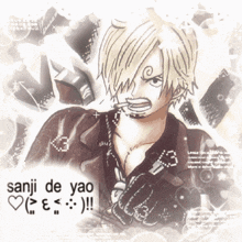 a drawing of a man with the words anji de yao