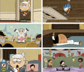 a collage of images from the loud house showing various scenes