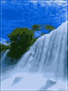 a pixel art of a waterfall with the letters css visible