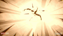 an advertisement for marvel rivals shows a man falling through the air