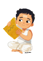 a cartoon drawing of a boy reading a book with the name miradoodles on the bottom