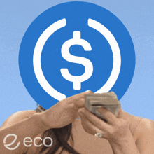 a blue circle with a dollar sign in the center