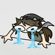 a cartoon drawing of a person crying with tears coming out of their mouth