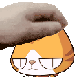 a person is petting a cartoon cat 's head with a towel .