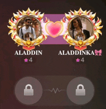 a picture of aladdin and aladdinka with a lock