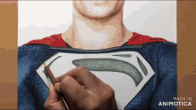 a drawing of a man in a superman costume is made in animatica