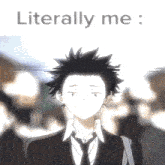 a picture of a boy in a suit and tie with the words literally me above him