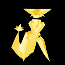 a cartoon drawing of a fox with a yellow tail